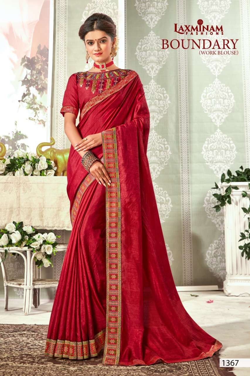 BOUNDARY BY LAXMINAM 1367 TO 1374 SERIES INDIAN TRADITIONAL WEAR COLLECTION BEAUTIFUL STYLISH FANCY COLORFUL PARTY WEAR & OCCASIONAL WEAR VICHITRA SAREES AT WHOLESALE PRICE