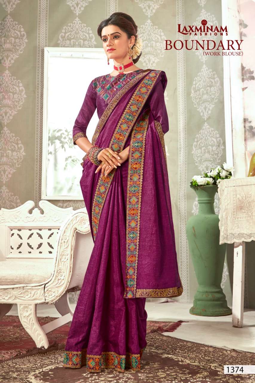 BOUNDARY BY LAXMINAM 1367 TO 1374 SERIES INDIAN TRADITIONAL WEAR COLLECTION BEAUTIFUL STYLISH FANCY COLORFUL PARTY WEAR & OCCASIONAL WEAR VICHITRA SAREES AT WHOLESALE PRICE