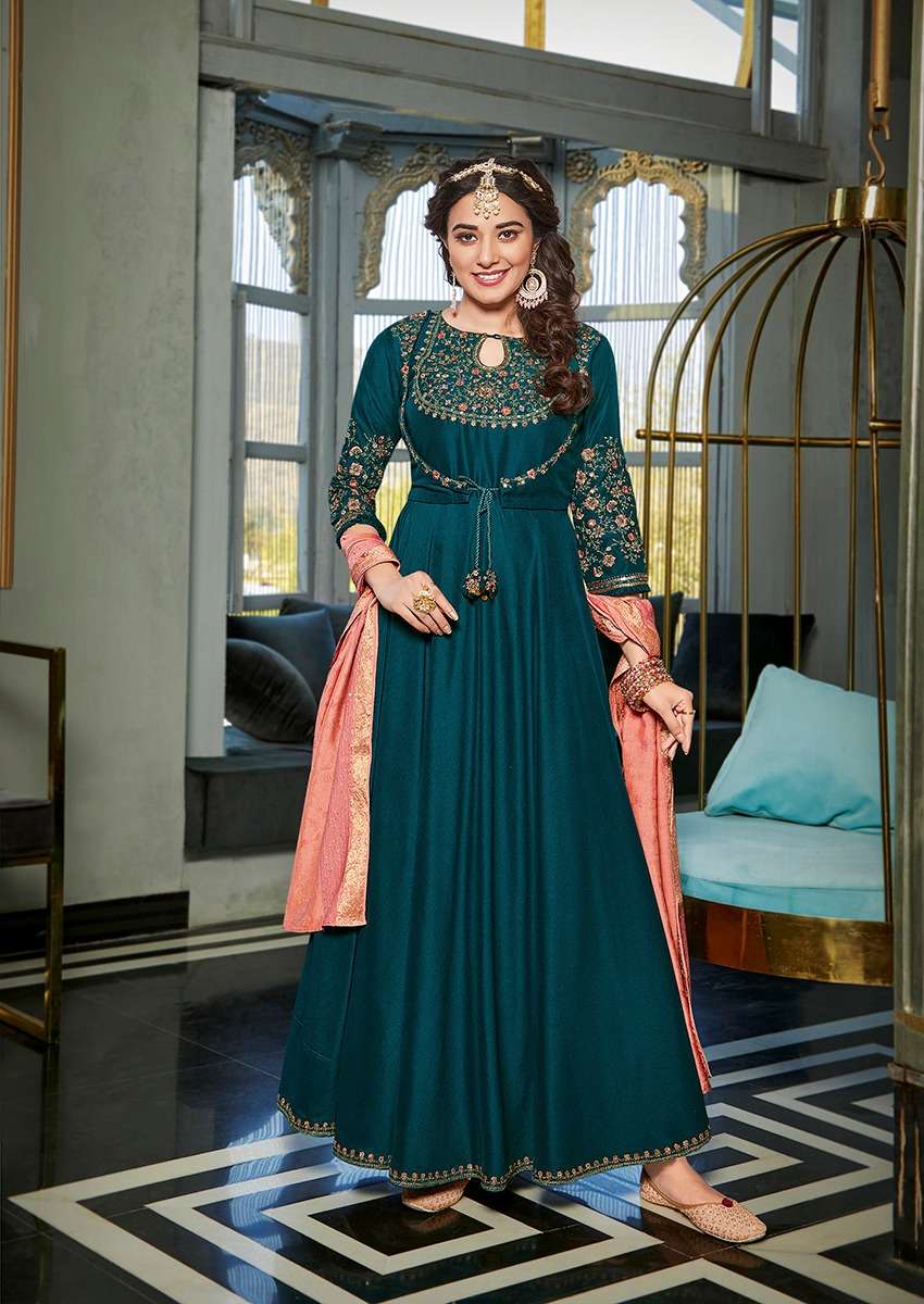 Sundra Vol-2 By Koodee 6073 To 6078 Series Beautiful Stylish Fancy Colorful Casual Wear & Ethnic Wear Georgette Gowns With Dupatta At Wholesale Price