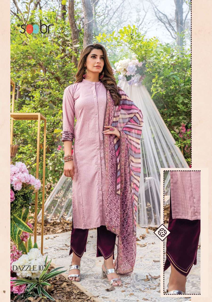 DAZZLE BY SOOBR 101 TO 106 SERIES BEAUTIFUL SUITS COLORFUL STYLISH FANCY CASUAL WEAR & ETHNIC WEAR COTTON DOBBY DRESSES AT WHOLESALE PRICE