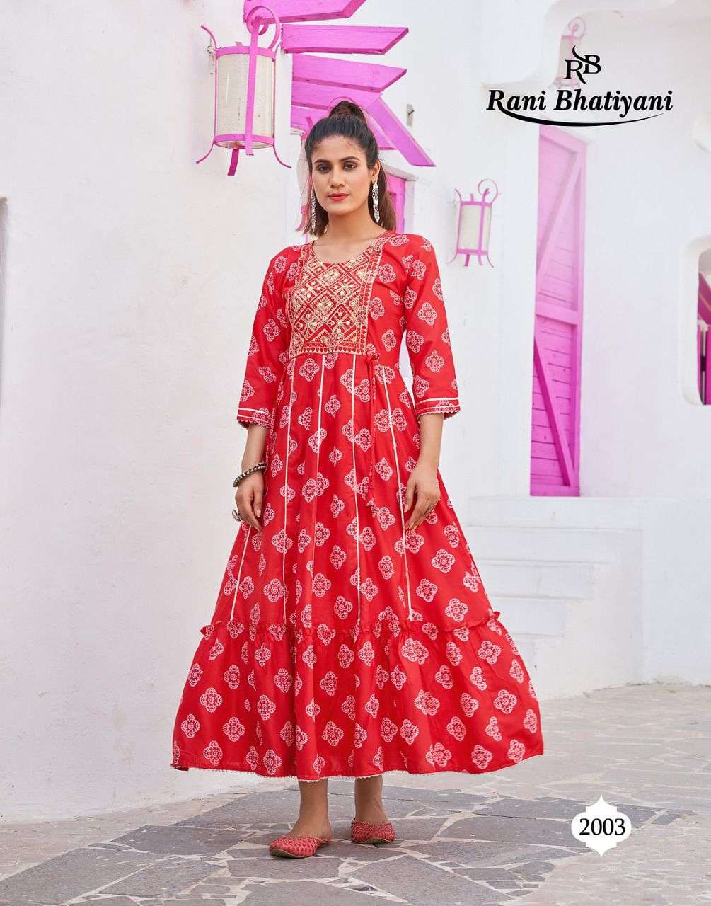 BANDHANI BY RANI BHATIYANI 2001 TO 2008 SERIES BEAUTIFUL STYLISH FANCY COLORFUL CASUAL WEAR & ETHNIC WEAR RAYN FOIL PRINT GOWNS AT WHOLESALE PRICE