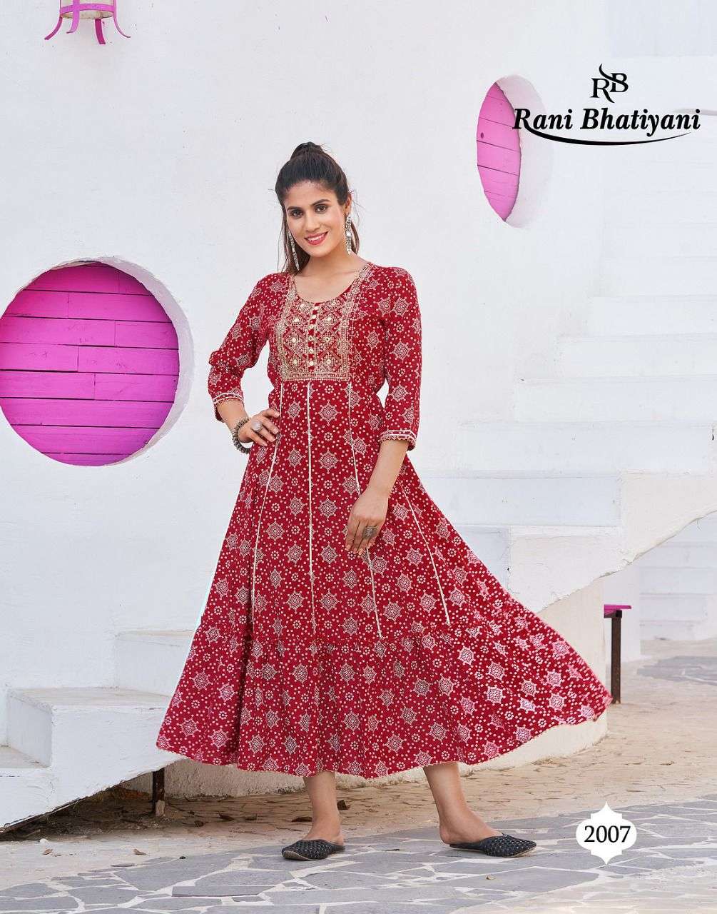 BANDHANI BY RANI BHATIYANI 2001 TO 2008 SERIES BEAUTIFUL STYLISH FANCY COLORFUL CASUAL WEAR & ETHNIC WEAR RAYN FOIL PRINT GOWNS AT WHOLESALE PRICE