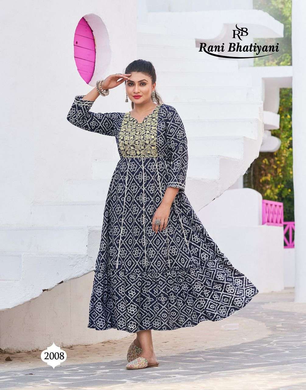 BANDHANI BY RANI BHATIYANI 2001 TO 2008 SERIES BEAUTIFUL STYLISH FANCY COLORFUL CASUAL WEAR & ETHNIC WEAR RAYN FOIL PRINT GOWNS AT WHOLESALE PRICE