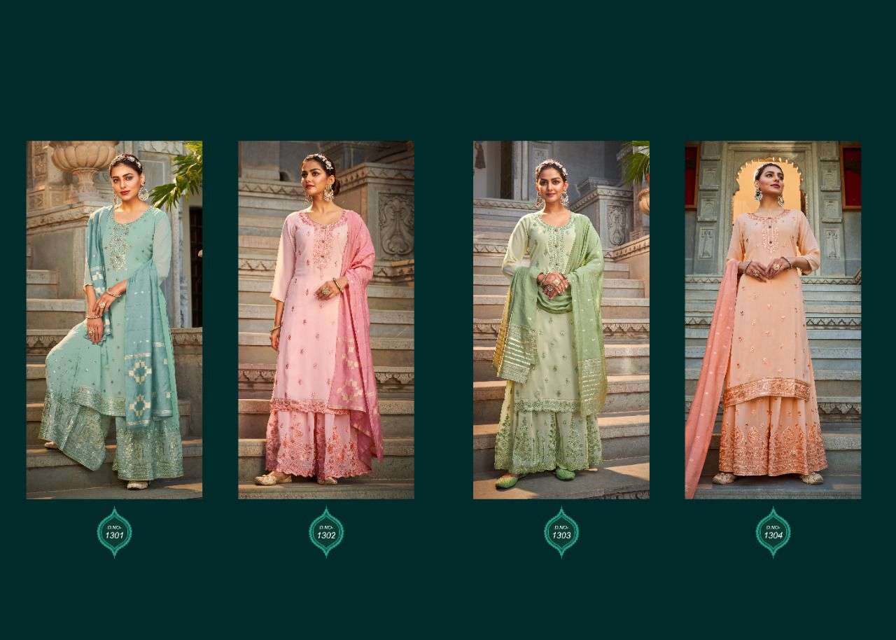 GLAMOUR VOL-113 BY MOHINI FASHION 1301 TO 1304 SERIES DESIGNER FESTIVE SHARARA SUITS COLLECTION BEAUTIFUL STYLISH FANCY COLORFUL PARTY WEAR & OCCASIONAL WEAR PURE GEORGETTE DRESSES AT WHOLESALE PRICE