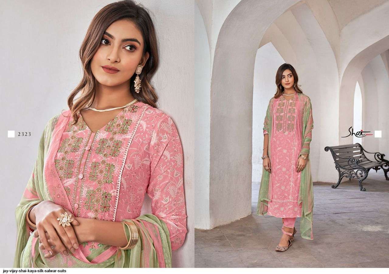 KAYA BY SHAI 2321 TO 2328 SERIES BEAUTIFUL SUITS COLORFUL STYLISH FANCY CASUAL WEAR & ETHNIC WEAR PURE SILK DIGITAL PRINT DRESSES AT WHOLESALE PRICE