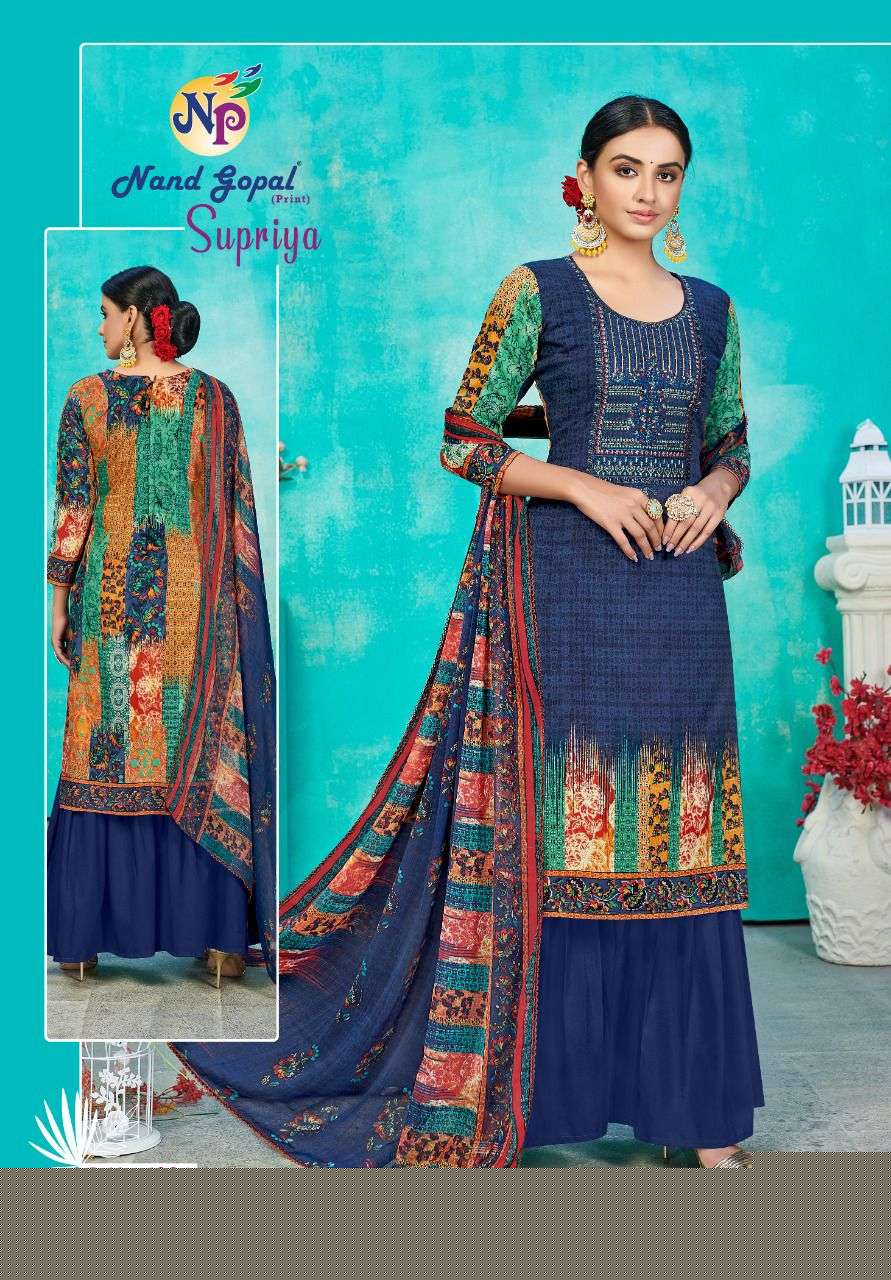 SUPRIYA VOL-4 BY NAND GOPAL PRINT 4001 TO 4010 SERIES BEAUTIFUL SUITS COLORFUL STYLISH FANCY CASUAL WEAR & ETHNIC WEAR PURE COTTON PRINT DRESSES AT WHOLESALE PRICE