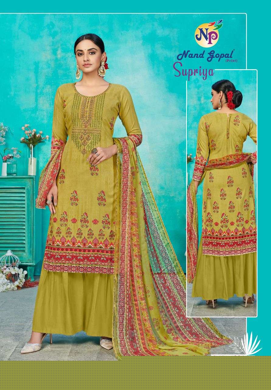 SUPRIYA VOL-4 BY NAND GOPAL PRINT 4001 TO 4010 SERIES BEAUTIFUL SUITS COLORFUL STYLISH FANCY CASUAL WEAR & ETHNIC WEAR PURE COTTON PRINT DRESSES AT WHOLESALE PRICE