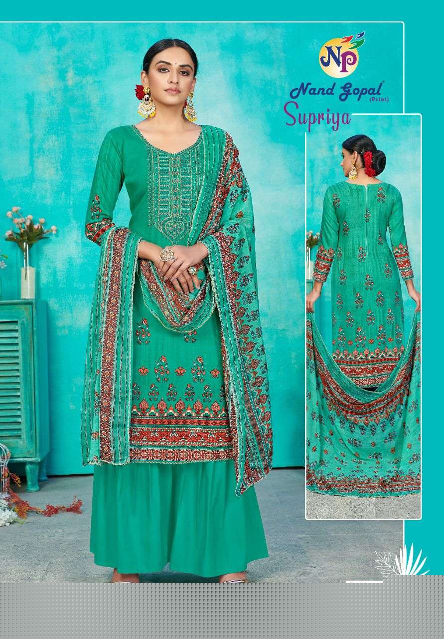 SUPRIYA VOL-4 BY NAND GOPAL PRINT 4001 TO 4010 SERIES BEAUTIFUL SUITS COLORFUL STYLISH FANCY CASUAL WEAR & ETHNIC WEAR PURE COTTON PRINT DRESSES AT WHOLESALE PRICE