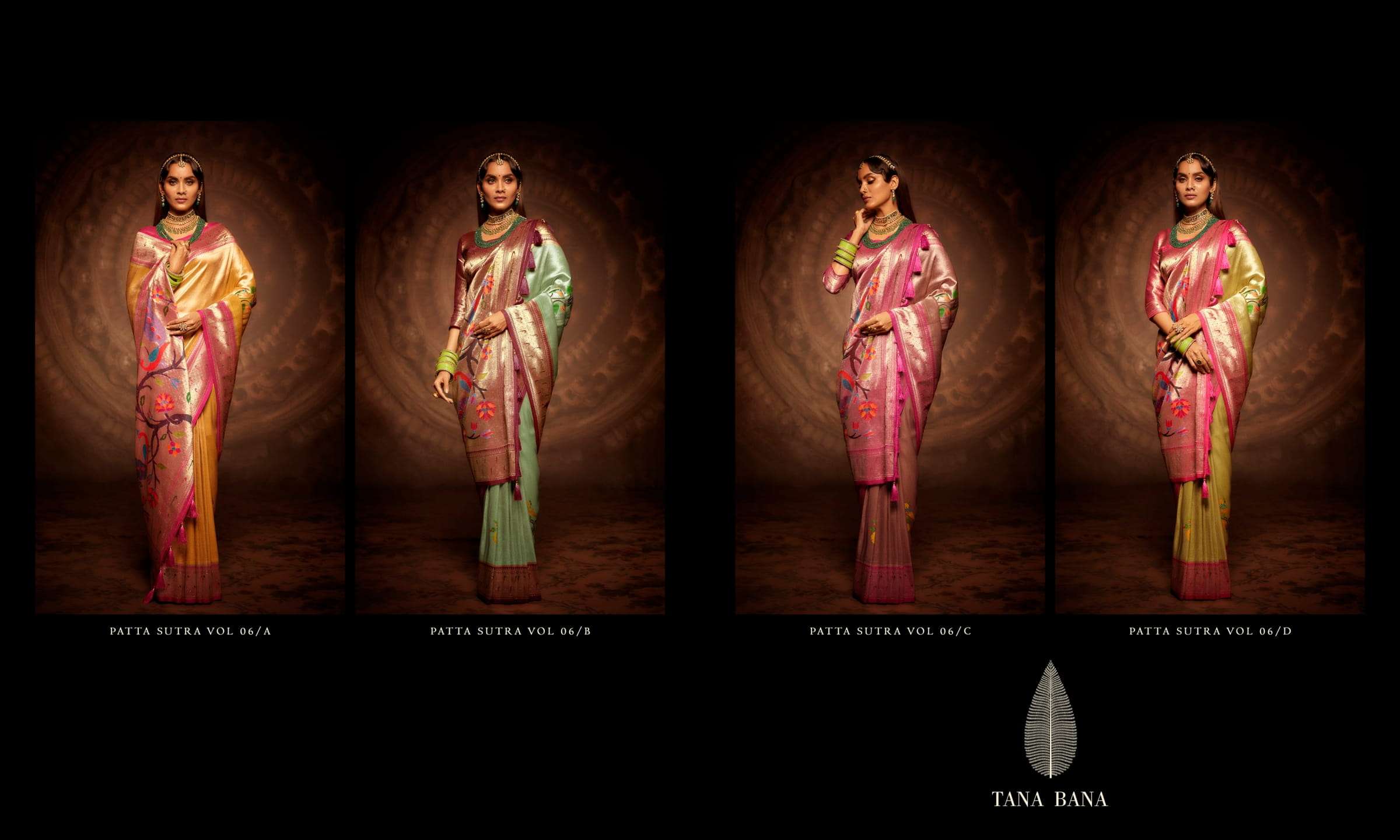 PATTA SUTRA VOL-6 BY TANA BANA 06-A TO 06-D SERIES INDIAN TRADITIONAL WEAR COLLECTION BEAUTIFUL STYLISH FANCY COLORFUL PARTY WEAR & OCCASIONAL WEAR PURE SILK SAREES AT WHOLESALE PRICE