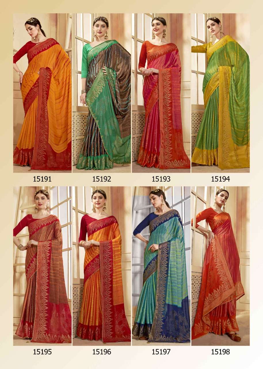 ZARI MOTI BY VALLABHI PRINTS 15191 TO 15198 SERIES INDIAN TRADITIONAL WEAR COLLECTION BEAUTIFUL STYLISH FANCY COLORFUL PARTY WEAR & OCCASIONAL WEAR BRASSO SAREES AT WHOLESALE PRICE