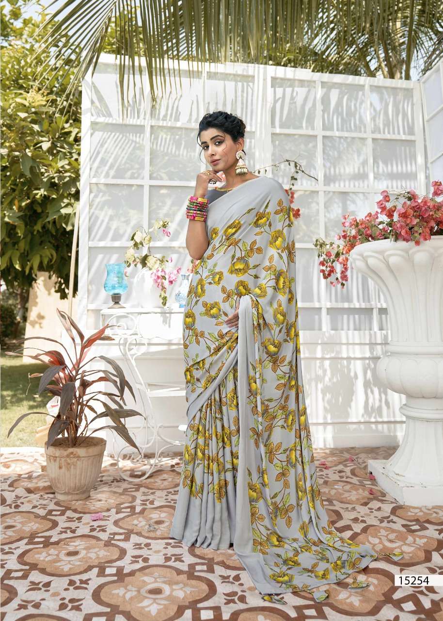 BIRDS BY VALLABHI PRINTS 15251 TO 15258 SERIES INDIAN TRADITIONAL WEAR COLLECTION BEAUTIFUL STYLISH FANCY COLORFUL PARTY WEAR & OCCASIONAL WEAR CREPE SAREES AT WHOLESALE PRICE