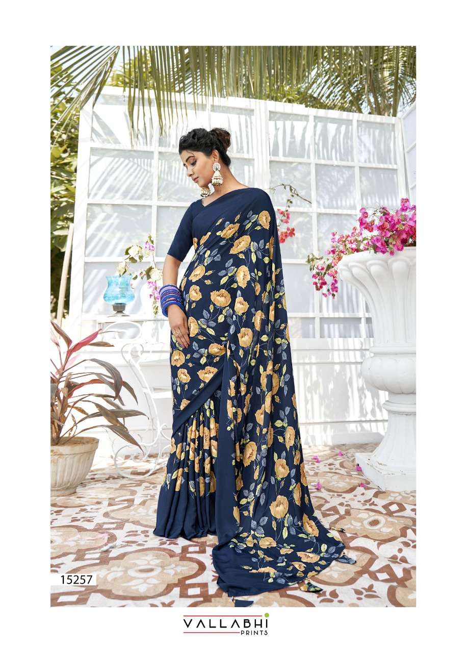 BIRDS BY VALLABHI PRINTS 15251 TO 15258 SERIES INDIAN TRADITIONAL WEAR COLLECTION BEAUTIFUL STYLISH FANCY COLORFUL PARTY WEAR & OCCASIONAL WEAR CREPE SAREES AT WHOLESALE PRICE