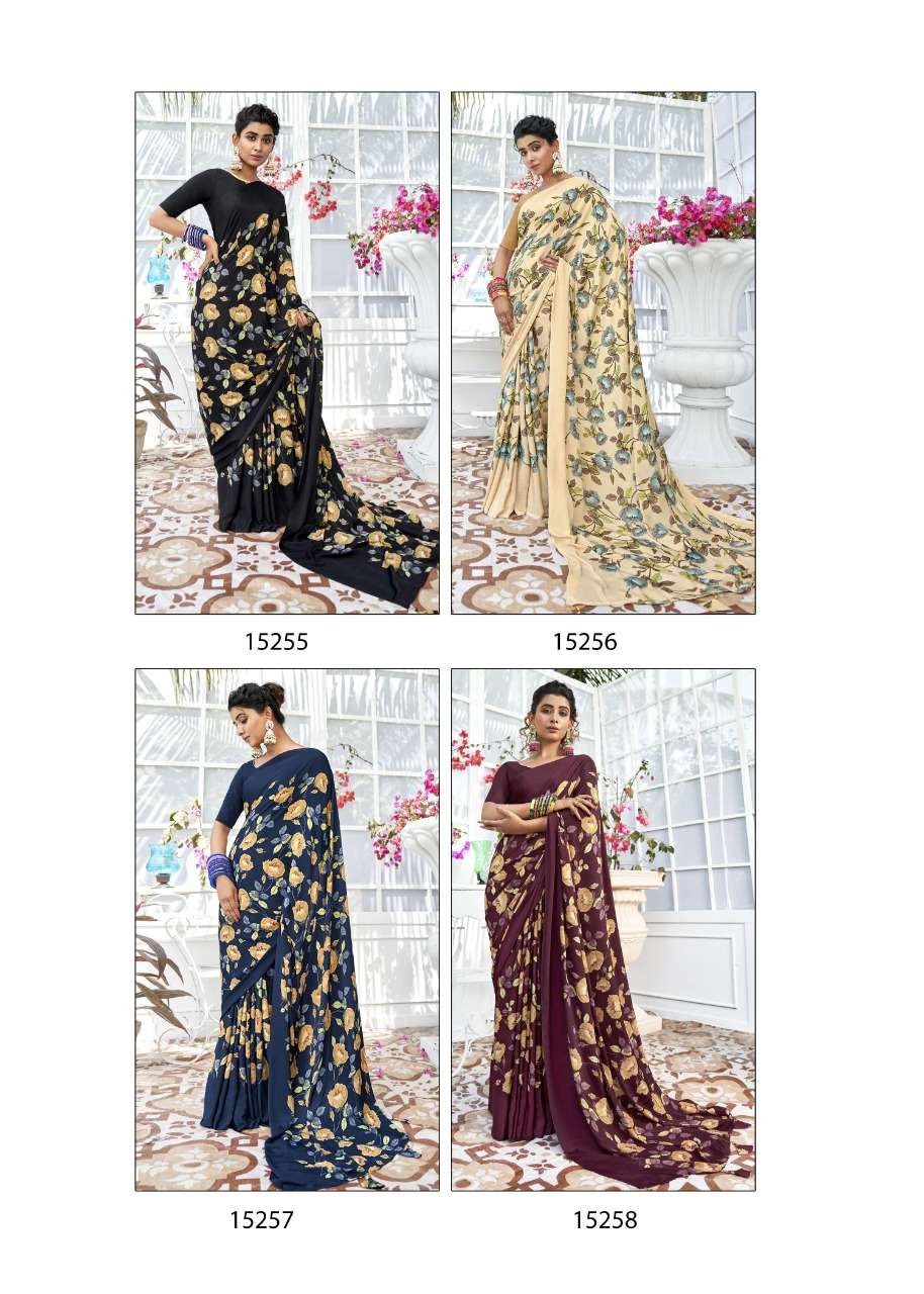BIRDS BY VALLABHI PRINTS 15251 TO 15258 SERIES INDIAN TRADITIONAL WEAR COLLECTION BEAUTIFUL STYLISH FANCY COLORFUL PARTY WEAR & OCCASIONAL WEAR CREPE SAREES AT WHOLESALE PRICE