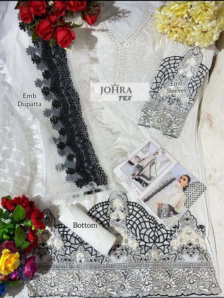 JOHRA HIT DESIGN 102 BY JOHRA TEX DESIGNER PAKISTANI SUITS BEAUTIFUL STYLISH FANCY COLORFUL PARTY WEAR & OCCASIONAL WEAR COTTON EMBROIDERED DRESSES AT WHOLESALE PRICE