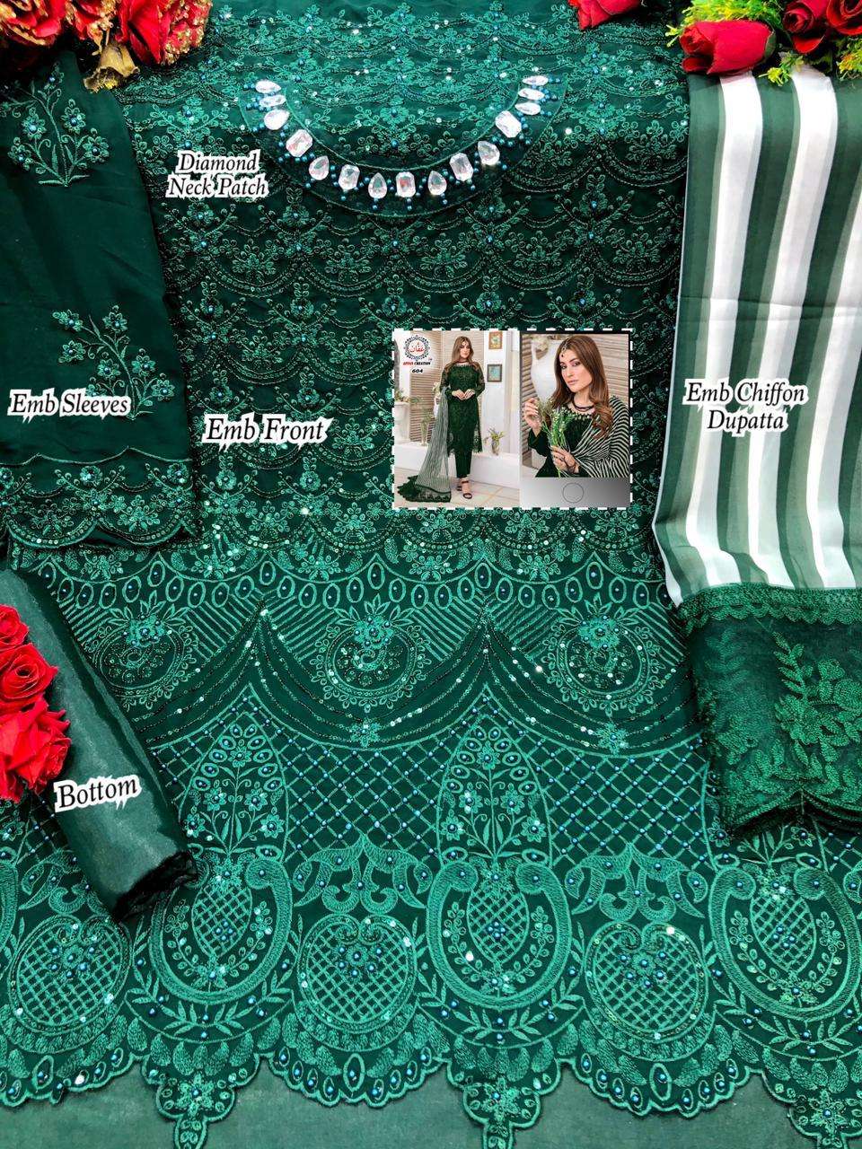 AFFAN CREATION 604 COLOURS BY AFFAN CREATION 604-A TO 604-J SERIES Z BEAUTIFUL PAKISTANI SUITS COLORFUL STYLISH FANCY CASUAL WEAR & ETHNIC WEAR FAUX GEORGETTE WITH EMBROIDERY DRESSES AT WHOLESALE PRICE