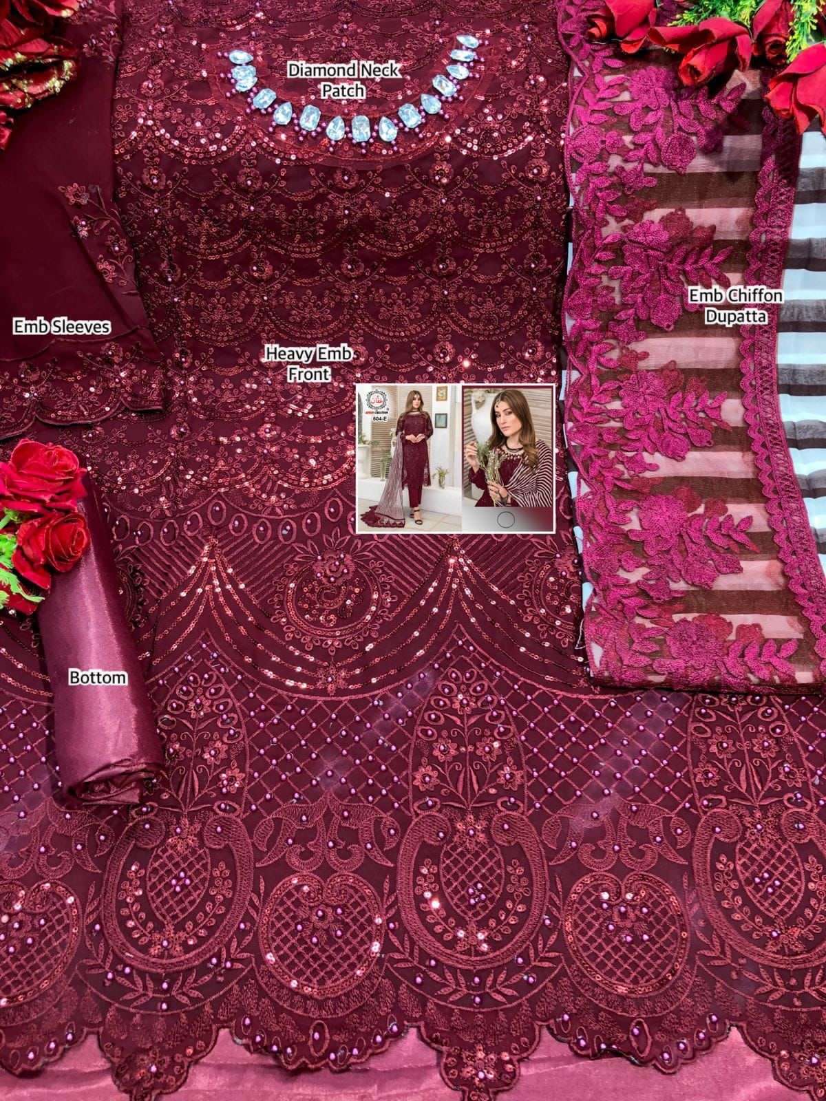 AFFAN CREATION 604 COLOURS BY AFFAN CREATION 604-A TO 604-J SERIES Z BEAUTIFUL PAKISTANI SUITS COLORFUL STYLISH FANCY CASUAL WEAR & ETHNIC WEAR FAUX GEORGETTE WITH EMBROIDERY DRESSES AT WHOLESALE PRICE