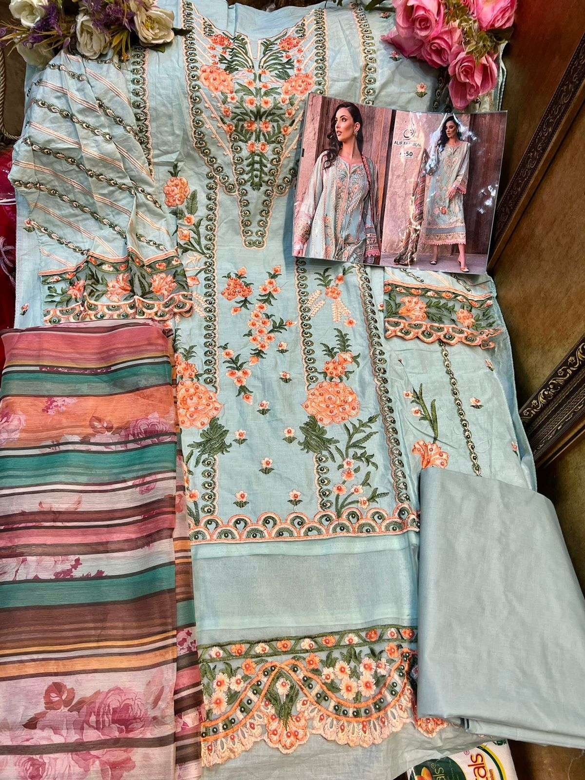 ALIF HIT DESIGN A-50 BY ALIF FASHION PAKISTANI SUITS BEAUTIFUL FANCY COLORFUL STYLISH PARTY WEAR & OCCASIONAL WEAR FAUX GEORGETTE EMBROIDERY DRESSES AT WHOLESALE PRICE