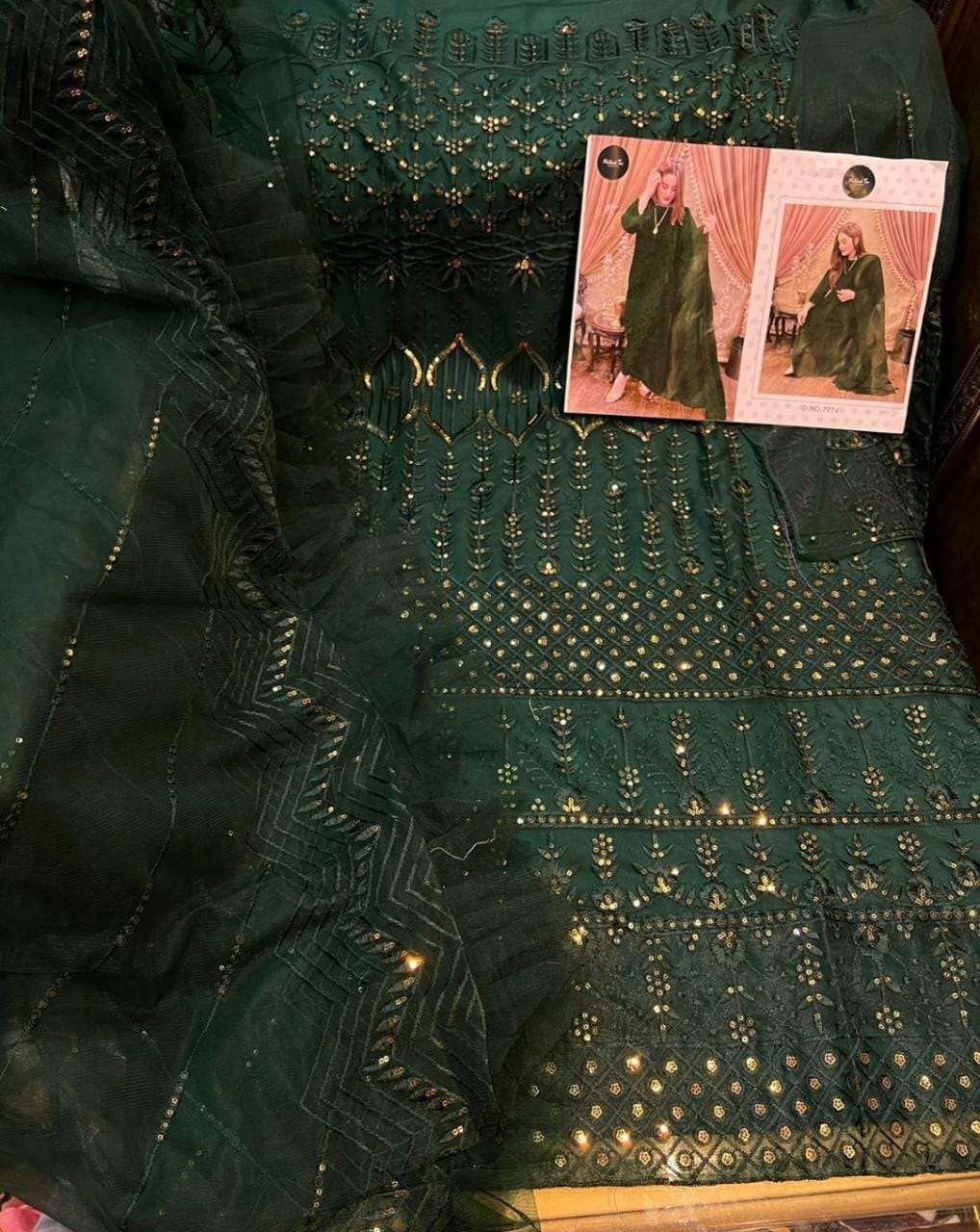 Mehboob Hit Design 7774-C By Mehboob Tex Pakistani Stylish Beautiful Colourful Printed & Embroidered Party Wear & Occasional Wear Net Dresses At Wholesale Price