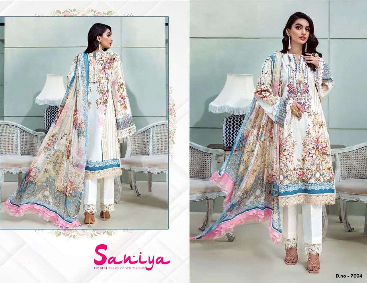 SANIYA VOL-7 BY APANA COTTON 7001 TO 7005 SERIES BEAUTIFUL STYLISH SUITS FANCY COLORFUL CASUAL WEAR & ETHNIC WEAR & READY TO WEAR COTTON PRINTED DRESSES AT WHOLESALE PRICE