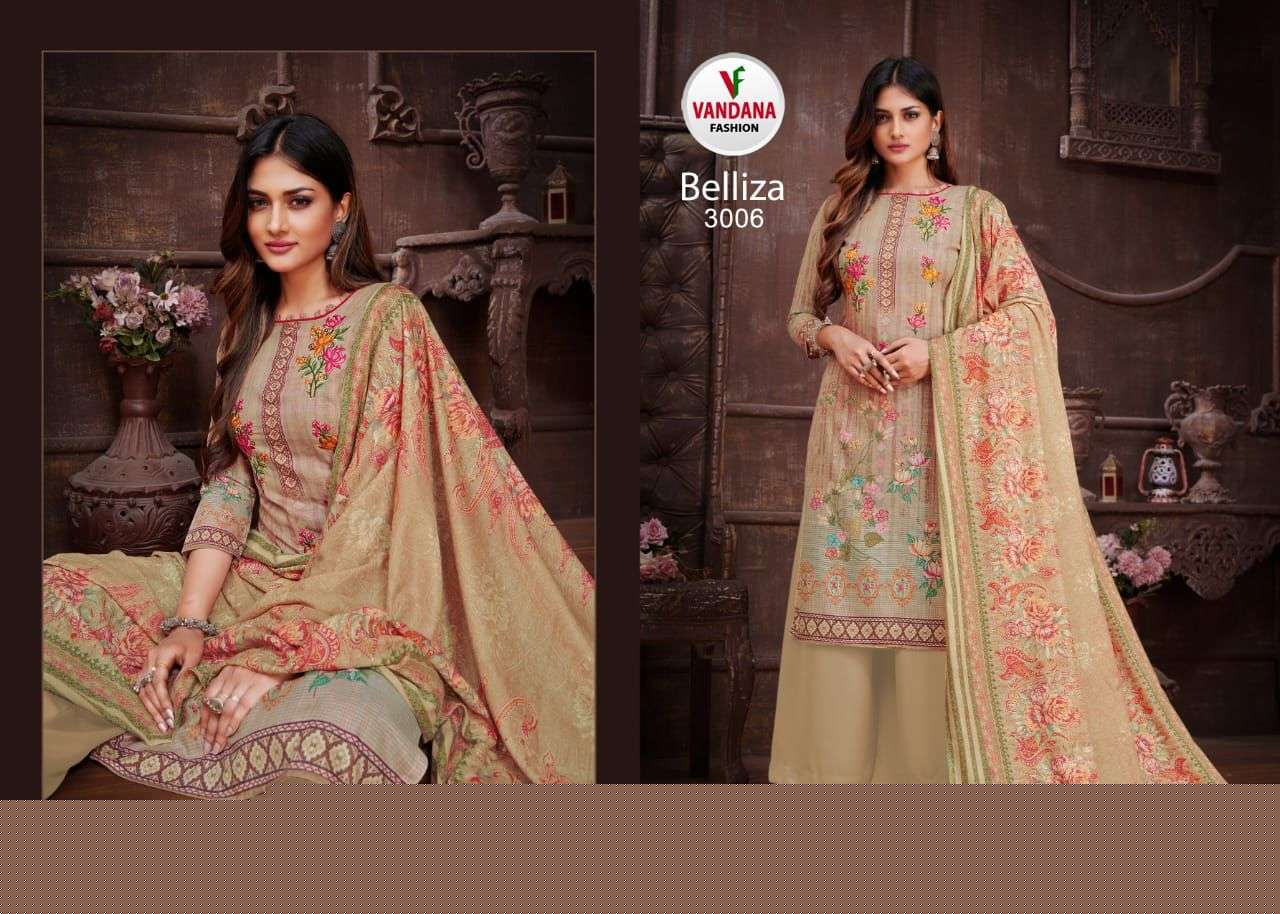 BELLIZA VOL-3 BY VANDANA 3001 TO 3012 SERIES BEAUTIFUL STYLISH SUITS FANCY COLORFUL CASUAL WEAR & ETHNIC WEAR & READY TO WEAR HEAVY COTTON PRINTED DRESSES AT WHOLESALE PRICE