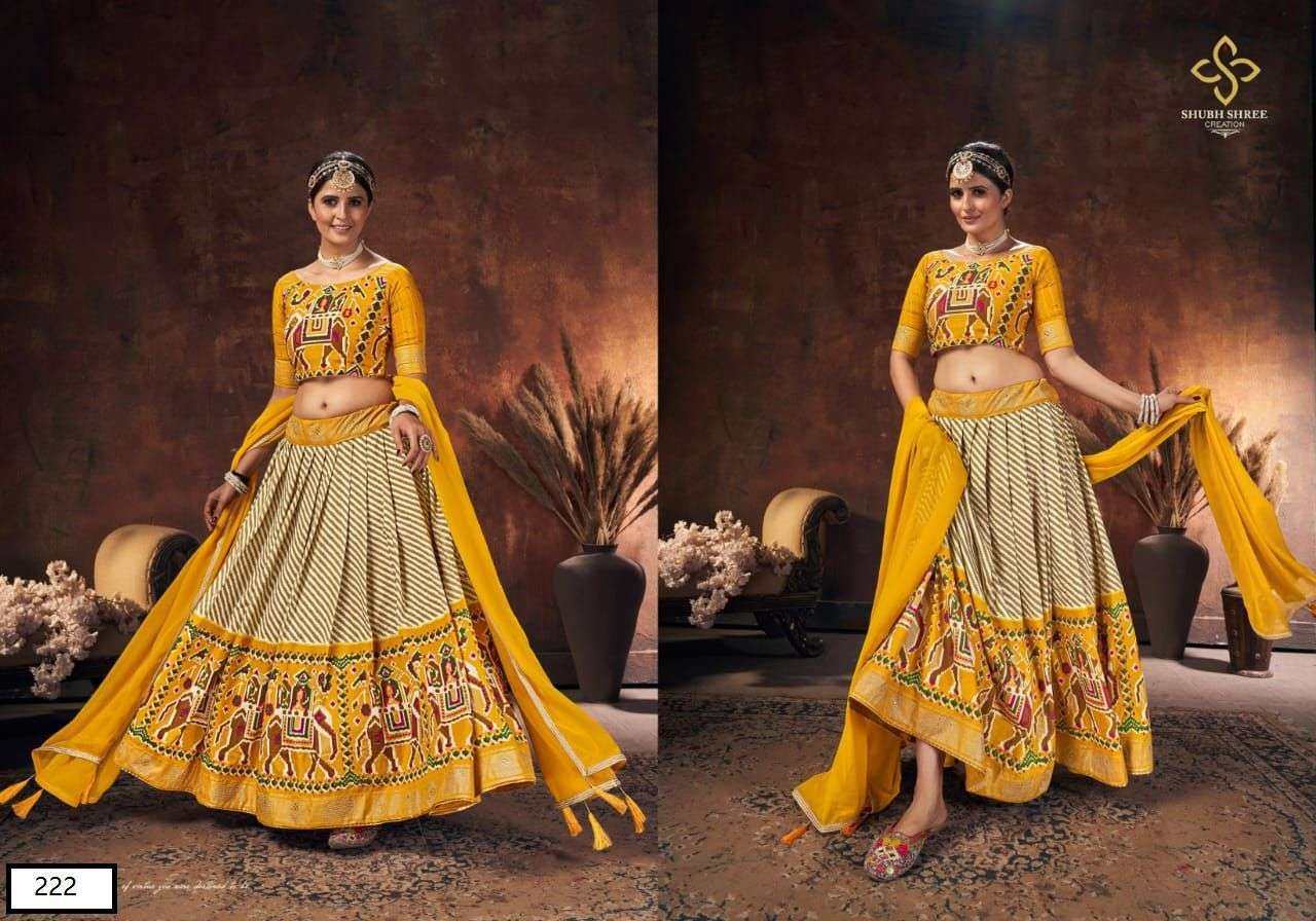 PANGHAT BY SHUBH SHREE 221 TO 230 SERIES DESIGNER BEAUTIFUL NAVRATRI COLLECTION OCCASIONAL WEAR & PARTY WEAR VELVETLEHENGAS AT WHOLESALE PRICE
