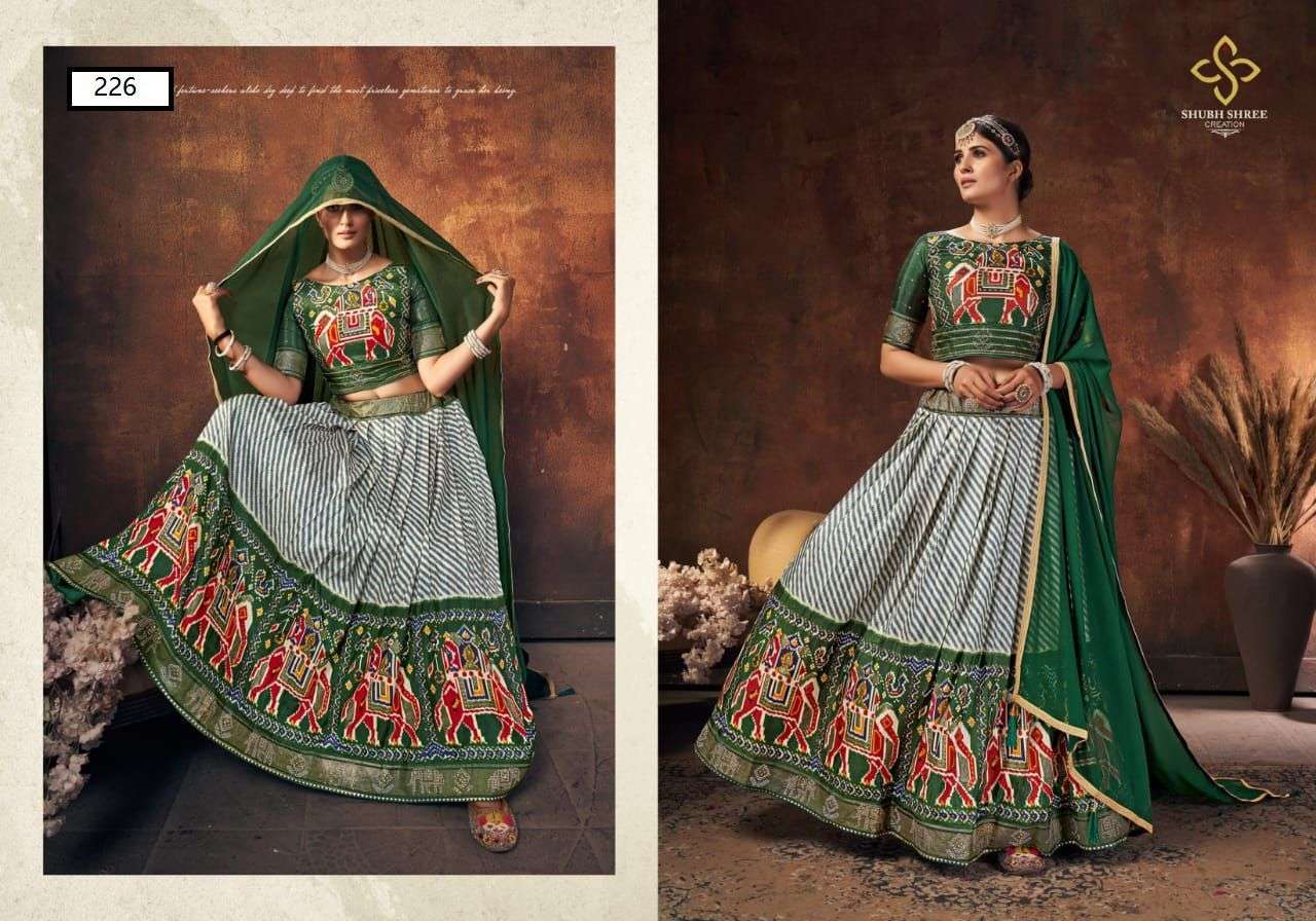 PANGHAT BY SHUBH SHREE 221 TO 230 SERIES DESIGNER BEAUTIFUL NAVRATRI COLLECTION OCCASIONAL WEAR & PARTY WEAR VELVETLEHENGAS AT WHOLESALE PRICE