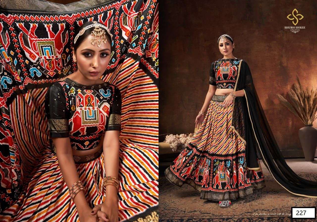 PANGHAT BY SHUBH SHREE 221 TO 230 SERIES DESIGNER BEAUTIFUL NAVRATRI COLLECTION OCCASIONAL WEAR & PARTY WEAR VELVETLEHENGAS AT WHOLESALE PRICE