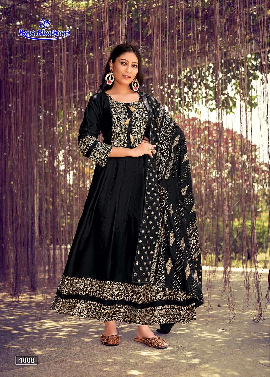 ANKITA VOL-2 BY RANI BHATIYANI 1001 TO 1008 SERIES BEAUTIFUL STYLISH FANCY COLORFUL CASUAL WEAR & ETHNIC WEAR RAYON FOIL PRINT GOWNS WITH DUPATTA AT WHOLESALE PRICE