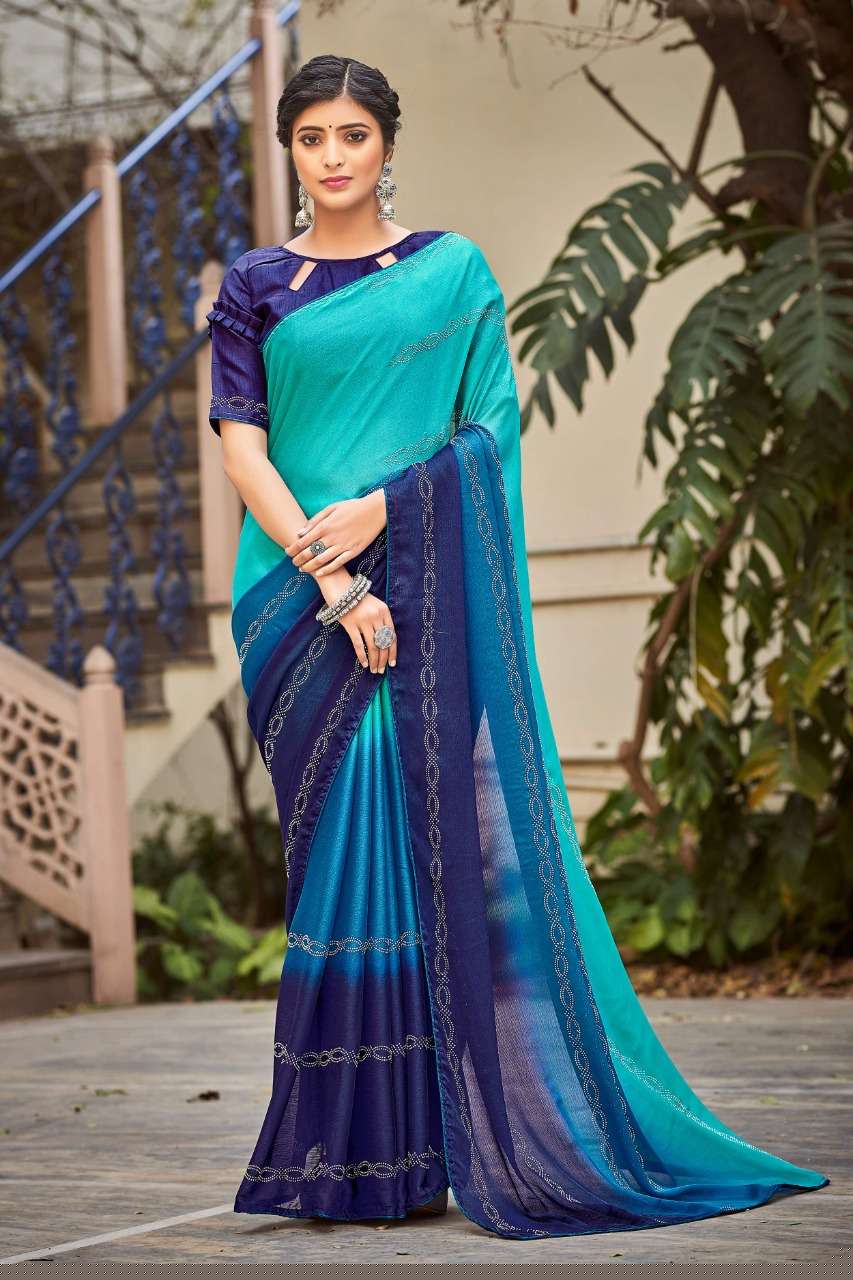 PINKVILLA SWAROVSKI BY YADU NANDAN FASHION 01 TO 05 SERIES INDIAN TRADITIONAL WEAR COLLECTION BEAUTIFUL STYLISH FANCY COLORFUL PARTY WEAR & OCCASIONAL WEAR MOSS CHIFFON SAREES AT WHOLESALE PRICE