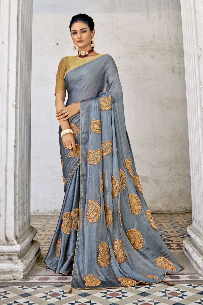 MANGO STONE BY YADU NANDAN FASHION 01 TO 04 SERIES INDIAN TRADITIONAL WEAR COLLECTION BEAUTIFUL STYLISH FANCY COLORFUL PARTY WEAR & OCCASIONAL WEAR SATIN CHIFFON EMBROIDERED SAREES AT WHOLESALE PRICE