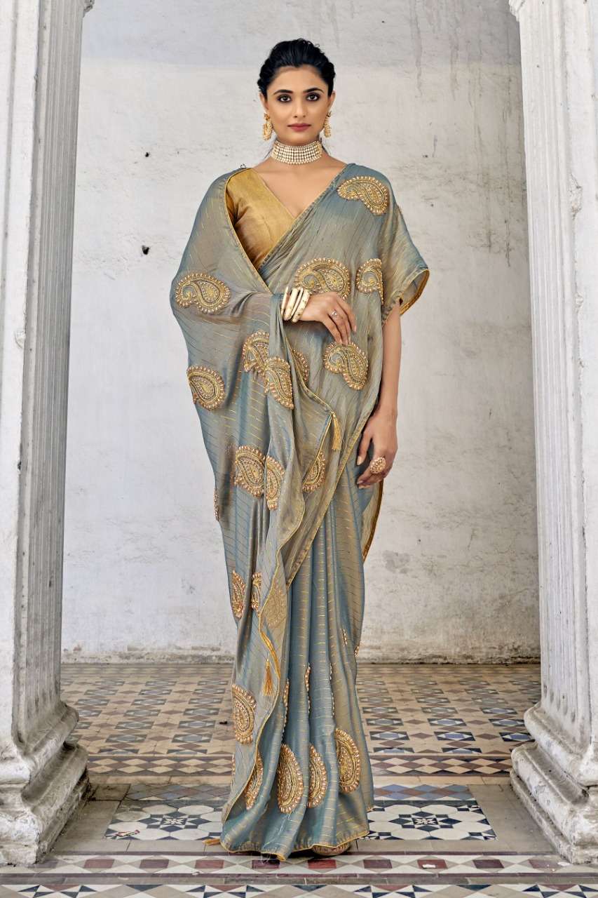 MANGO STONE BY YADU NANDAN FASHION 01 TO 04 SERIES INDIAN TRADITIONAL WEAR COLLECTION BEAUTIFUL STYLISH FANCY COLORFUL PARTY WEAR & OCCASIONAL WEAR SATIN CHIFFON EMBROIDERED SAREES AT WHOLESALE PRICE