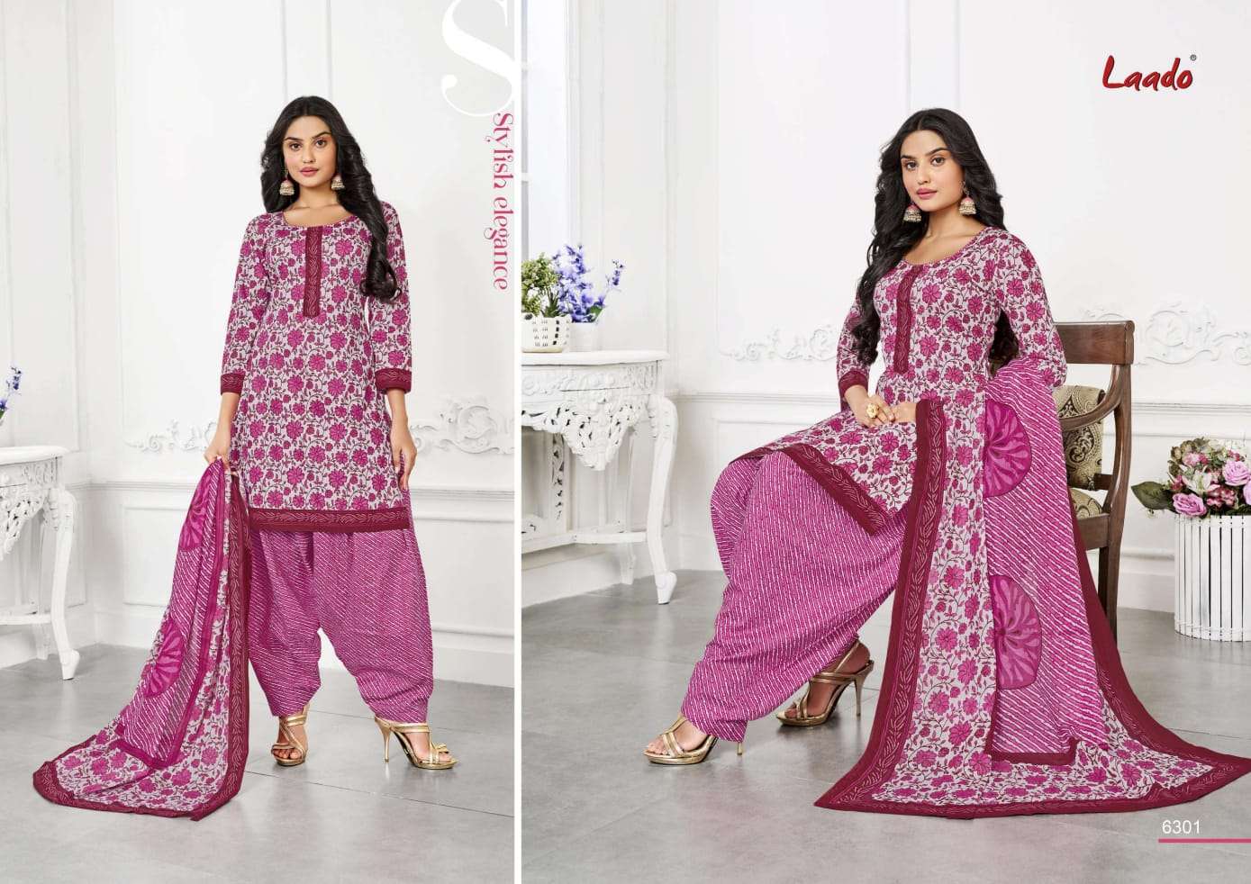LAADO VOL-63 BY LAADO 6301 TO 6320 SERIES BEAUTIFUL SUITS STYLISH FANCY COLORFUL PARTY WEAR & OCCASIONAL WEAR PURE COTTON PRINTED DRESSES AT WHOLESALE PRICE