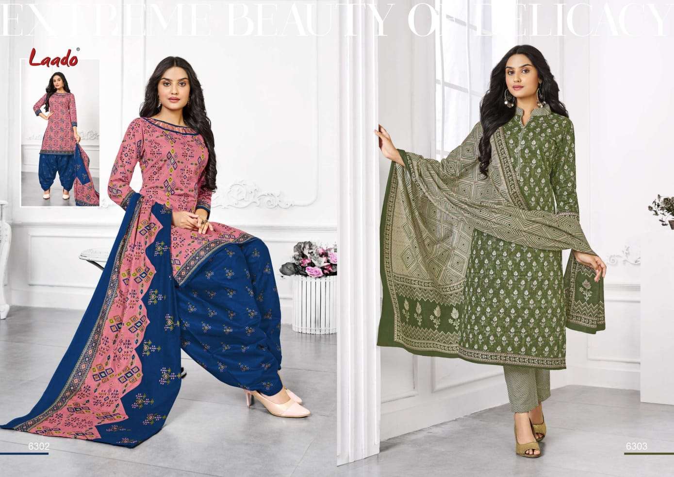LAADO VOL-63 BY LAADO 6301 TO 6320 SERIES BEAUTIFUL SUITS STYLISH FANCY COLORFUL PARTY WEAR & OCCASIONAL WEAR PURE COTTON PRINTED DRESSES AT WHOLESALE PRICE