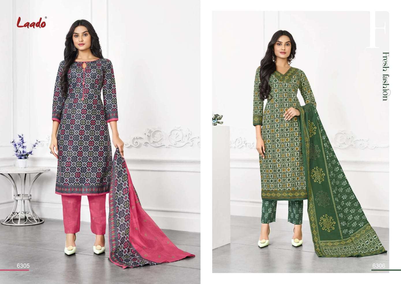 LAADO VOL-63 BY LAADO 6301 TO 6320 SERIES BEAUTIFUL SUITS STYLISH FANCY COLORFUL PARTY WEAR & OCCASIONAL WEAR PURE COTTON PRINTED DRESSES AT WHOLESALE PRICE