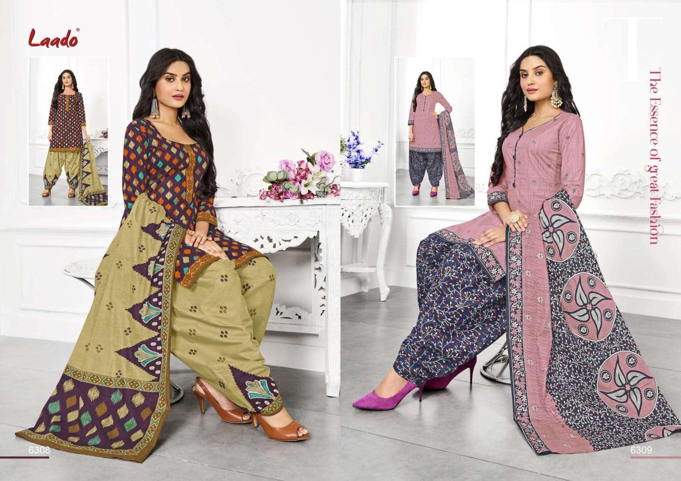 LAADO VOL-63 BY LAADO 6301 TO 6320 SERIES BEAUTIFUL SUITS STYLISH FANCY COLORFUL PARTY WEAR & OCCASIONAL WEAR PURE COTTON PRINTED DRESSES AT WHOLESALE PRICE