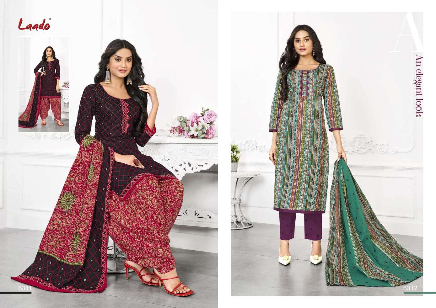 LAADO VOL-63 BY LAADO 6301 TO 6320 SERIES BEAUTIFUL SUITS STYLISH FANCY COLORFUL PARTY WEAR & OCCASIONAL WEAR PURE COTTON PRINTED DRESSES AT WHOLESALE PRICE