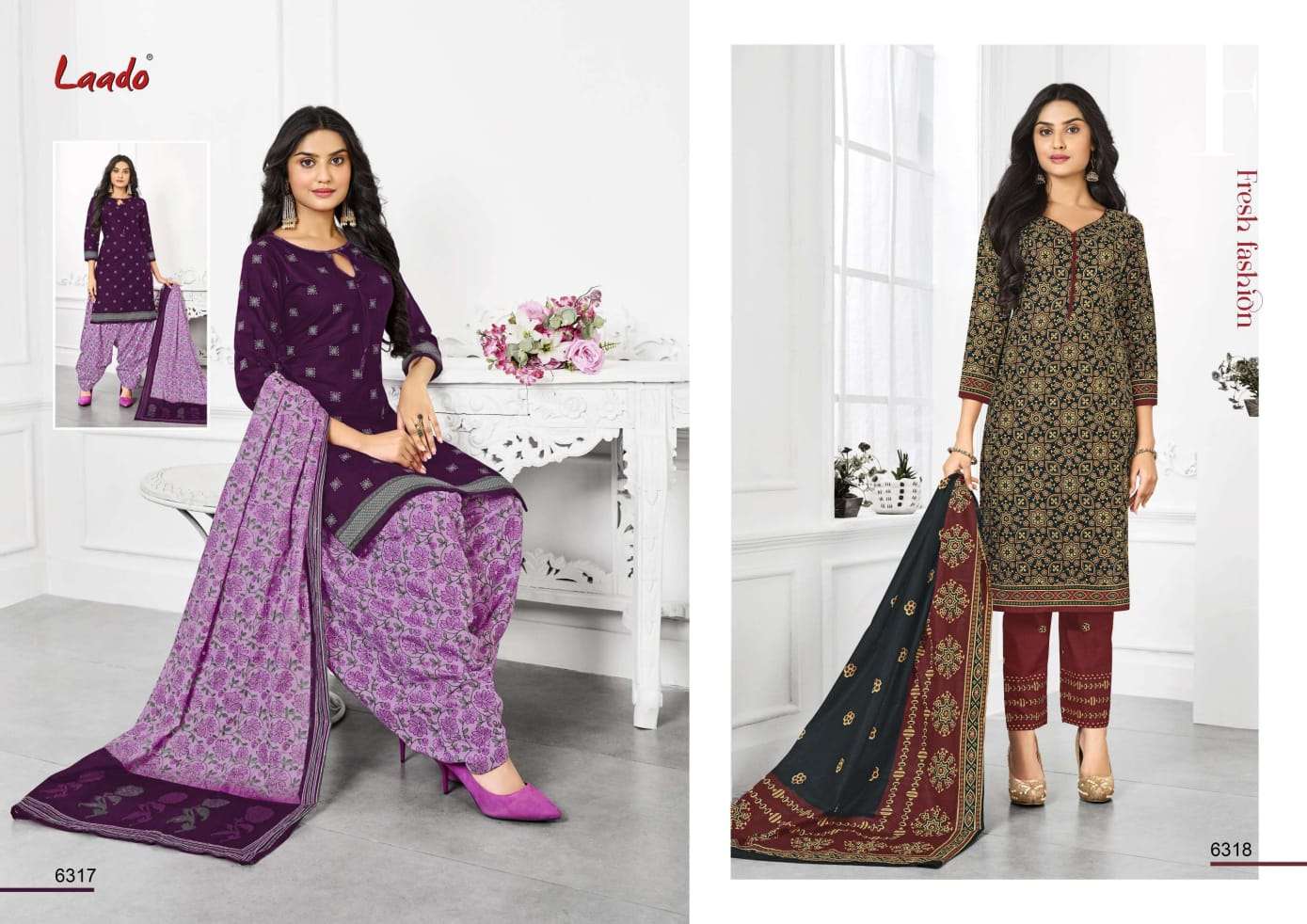 LAADO VOL-63 BY LAADO 6301 TO 6320 SERIES BEAUTIFUL SUITS STYLISH FANCY COLORFUL PARTY WEAR & OCCASIONAL WEAR PURE COTTON PRINTED DRESSES AT WHOLESALE PRICE