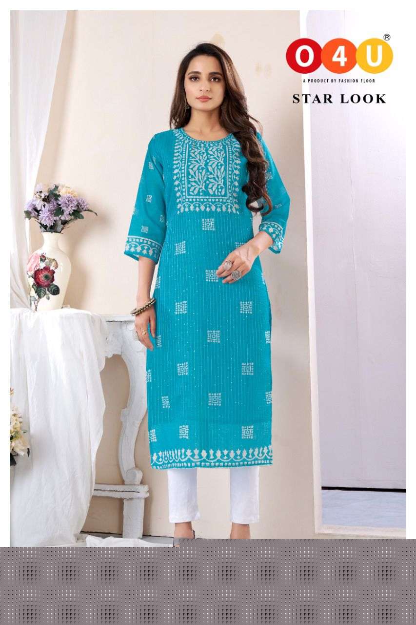 STAR LOOK BY O4U 1001 TO 1008 SERIES DESIGNER STYLISH FANCY COLORFUL BEAUTIFUL PARTY WEAR & ETHNIC WEAR COLLECTION PURE CHANDERI KURTIS AT WHOLESALE PRICE