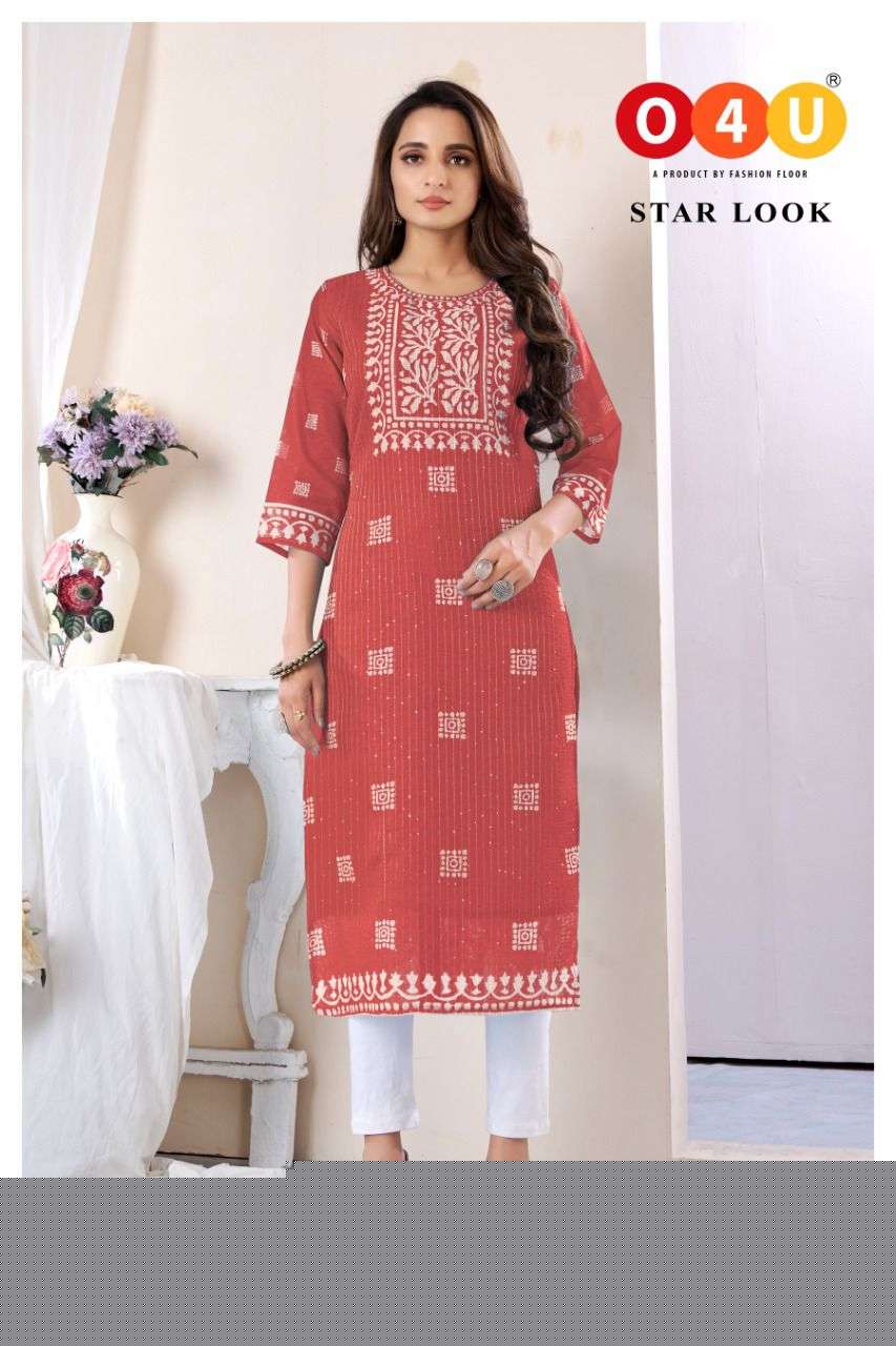 STAR LOOK BY O4U 1001 TO 1008 SERIES DESIGNER STYLISH FANCY COLORFUL BEAUTIFUL PARTY WEAR & ETHNIC WEAR COLLECTION PURE CHANDERI KURTIS AT WHOLESALE PRICE