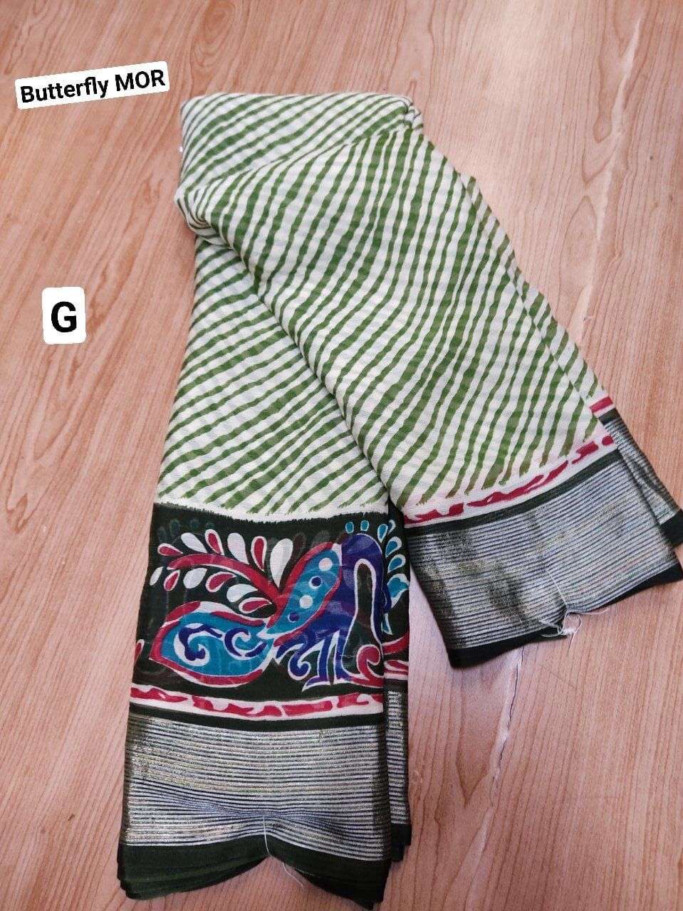 BUTTERFLY MOR BY SHREE MATARAM A TO H SERIES INDIAN TRADITIONAL WEAR COLLECTION BEAUTIFUL STYLISH FANCY COLORFUL PARTY WEAR & OCCASIONAL WEAR CHIFFON SAREES AT WHOLESALE PRICE