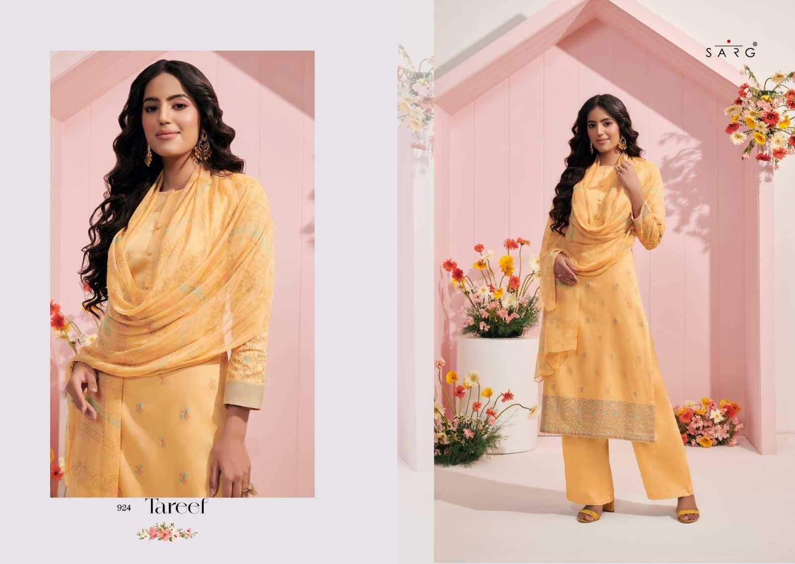 TAREEF BY SARG BEAUTIFUL SUITS COLORFUL STYLISH FANCY CASUAL WEAR & ETHNIC WEAR JACQUARD DRESSES AT WHOLESALE PRICE
