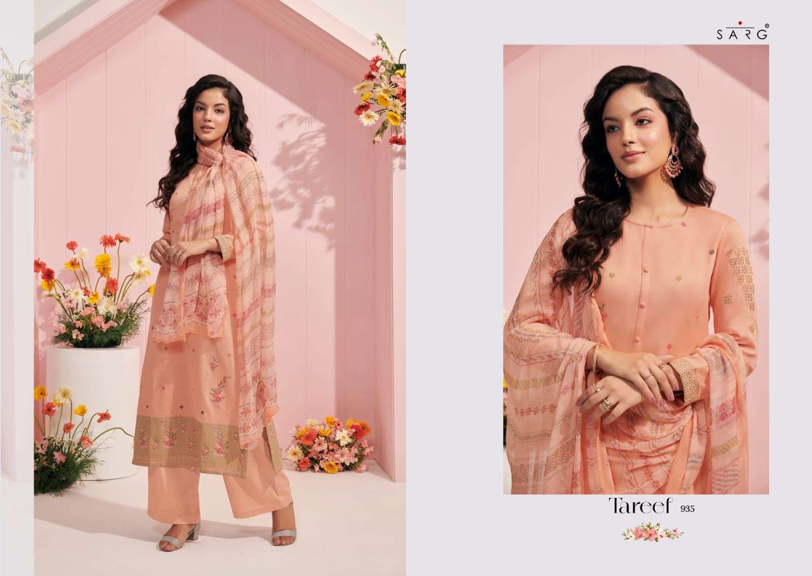 TAREEF BY SARG BEAUTIFUL SUITS COLORFUL STYLISH FANCY CASUAL WEAR & ETHNIC WEAR JACQUARD DRESSES AT WHOLESALE PRICE