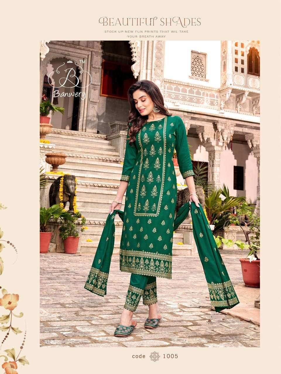 PARISHI BY BANWERY FASHION 1001 TO 1005 SERIES BEAUTIFUL SUITS COLORFUL STYLISH FANCY CASUAL WEAR & ETHNIC WEAR RAYON FOIL PRINT DRESSES AT WHOLESALE PRICE