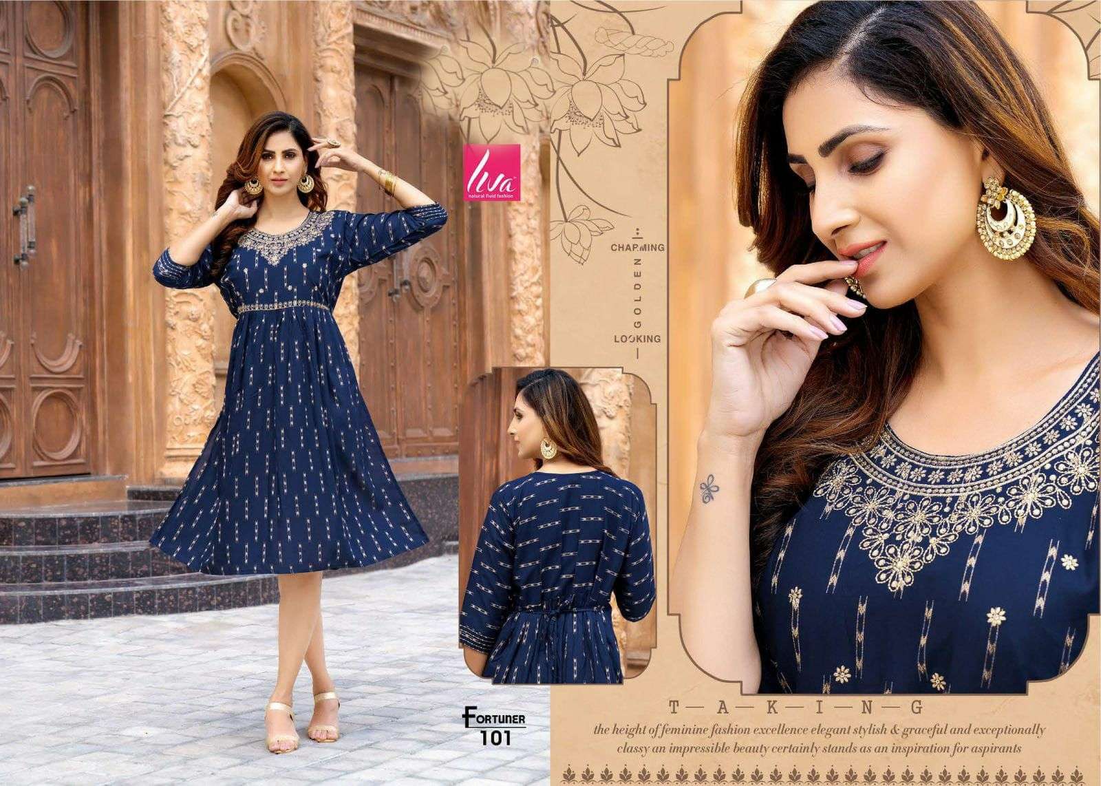 FORTUNER BY LIVA 101 TO 108 SERIES DESIGNER STYLISH FANCY COLORFUL BEAUTIFUL PARTY WEAR & ETHNIC WEAR COLLECTION PURE RAYON KURTIS AT WHOLESALE PRICE