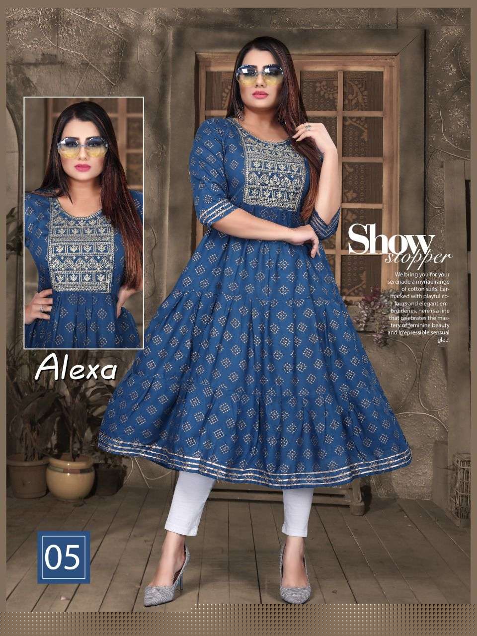 ALEXA BY AAGYA 01 TO 10 SERIES DESIGNER STYLISH FANCY COLORFUL BEAUTIFUL PARTY WEAR & ETHNIC WEAR COLLECTION RAYON GOLD PRINT KURTIS AT WHOLESALE PRICE