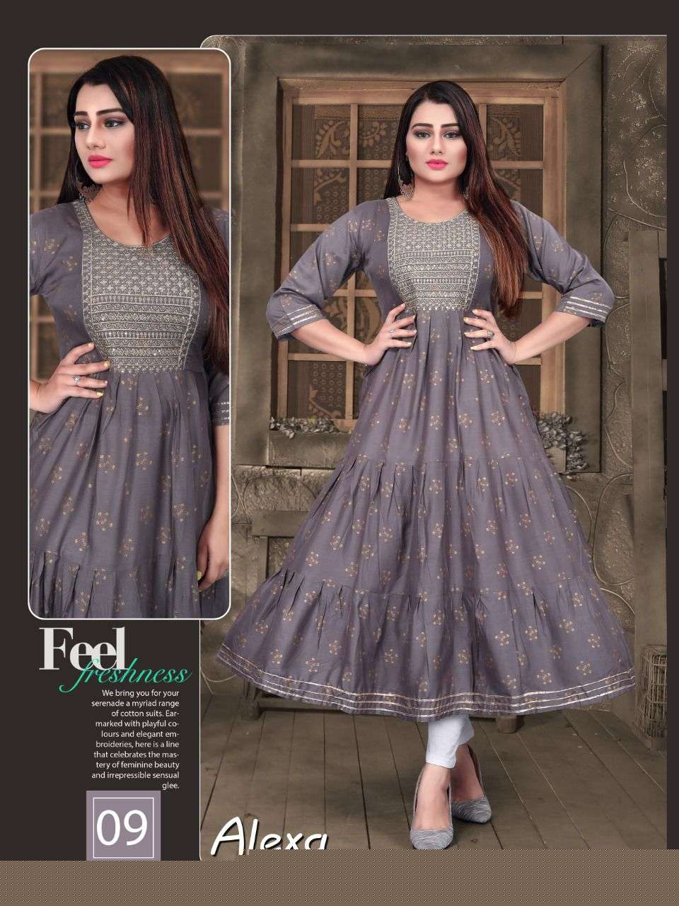 ALEXA BY AAGYA 01 TO 10 SERIES DESIGNER STYLISH FANCY COLORFUL BEAUTIFUL PARTY WEAR & ETHNIC WEAR COLLECTION RAYON GOLD PRINT KURTIS AT WHOLESALE PRICE