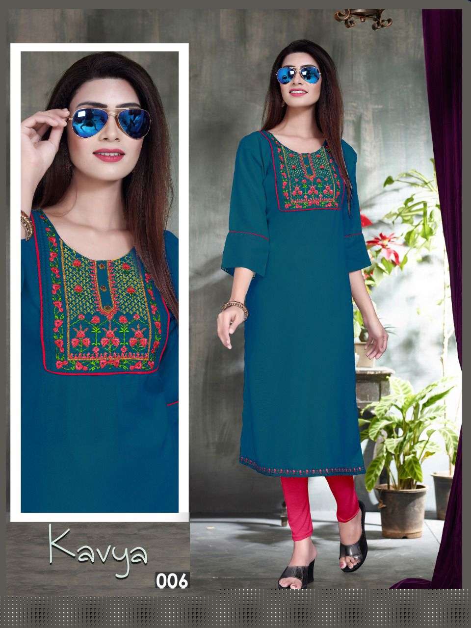 KAVYA VOL-4 BY AAGYA 001 TO 008 SERIES DESIGNER STYLISH FANCY COLORFUL BEAUTIFUL PARTY WEAR & ETHNIC WEAR COLLECTION RAYON EMBROIDERED KURTIS AT WHOLESALE PRICE