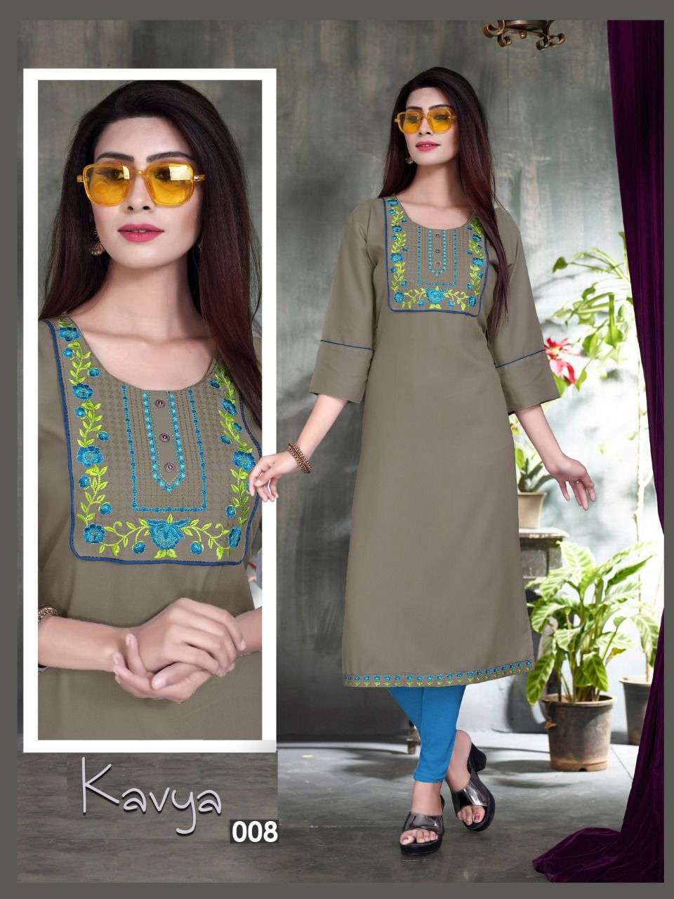 KAVYA VOL-4 BY AAGYA 001 TO 008 SERIES DESIGNER STYLISH FANCY COLORFUL BEAUTIFUL PARTY WEAR & ETHNIC WEAR COLLECTION RAYON EMBROIDERED KURTIS AT WHOLESALE PRICE