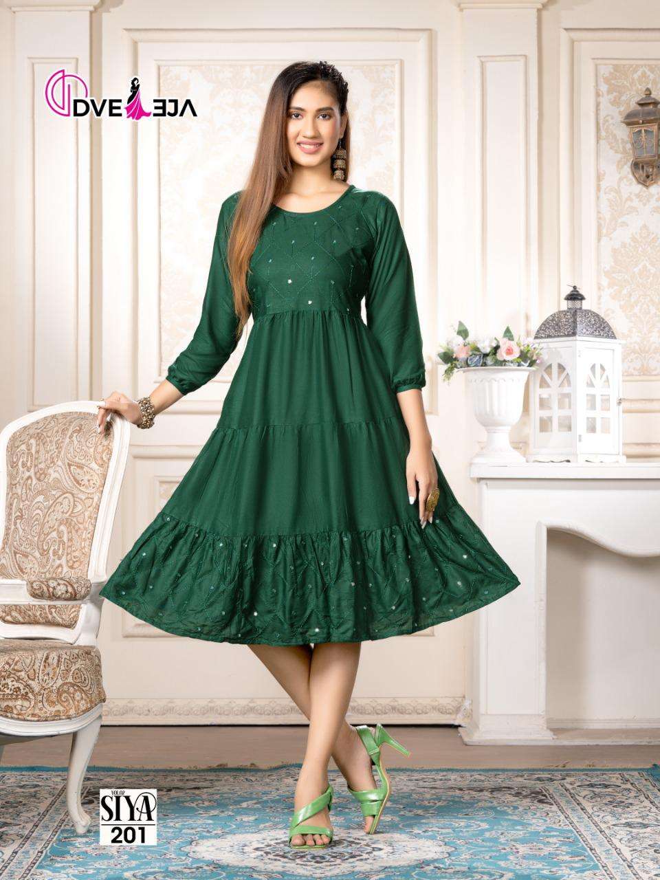 SIYA VOL-2 BY DVEEJA 201 TO 207 SERIES DESIGNER STYLISH FANCY COLORFUL BEAUTIFUL PARTY WEAR & ETHNIC WEAR COLLECTION HEAVY RAYON KURTIS AT WHOLESALE PRICE