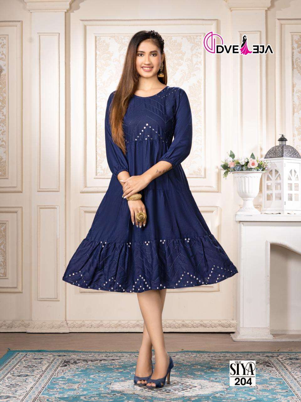 SIYA VOL-2 BY DVEEJA 201 TO 207 SERIES DESIGNER STYLISH FANCY COLORFUL BEAUTIFUL PARTY WEAR & ETHNIC WEAR COLLECTION HEAVY RAYON KURTIS AT WHOLESALE PRICE